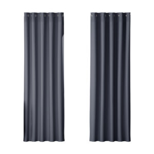 2X Thermal Insulated Blackout Curtains Eyelet 180x213cm Noise Reduction Charcoal