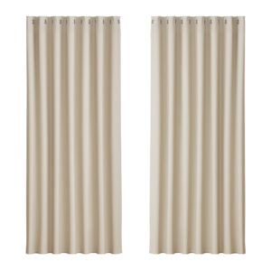 2X Beige Blackout Curtains Thermal Insulated Eyelet 240x230cm Noise Reduction