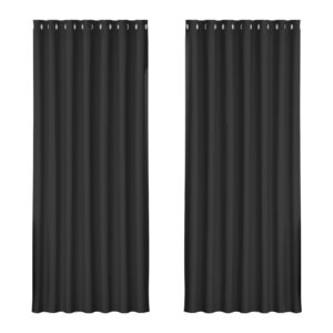 2X Blackout Curtains Thermal Insulated Eyelet 240x230cm Noise Reduction Black