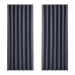 2X Thermal Insulated Blackout Curtains Eyelet 240x230cm Noise Reduction Charcoal