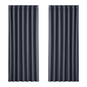 2X Thermal Insulated Blackout Curtains Eyelet 240x230cm Noise Reduction Charcoal