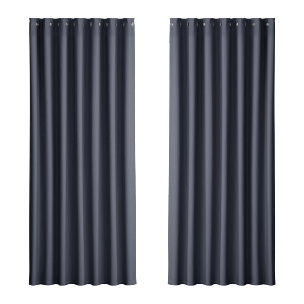 2X Thermal Insulated Blackout Curtains Eyelet 240x230cm Noise Reduction Charcoal