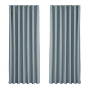 2X Grey Blockout Curtains Thermal Insulated Eyelet 240x230cm Noise Reduction