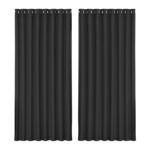 2X Blackout Curtains Thermal Insulated Eyelet 300x230cm Noise Reduction Black