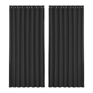 2X Blackout Curtains Thermal Insulated Eyelet 300x230cm Noise Reduction Black