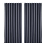 2X Thermal Insulated Blackout Curtains 300x230cm Charcoal Eyelet Panels