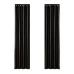 2X Blackout Curtains Thermal Insulated Eyelet 140x230cm Noise Reduction Black