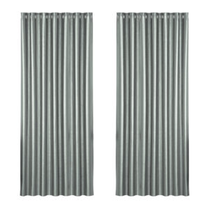 2X Grey Blackout Curtains Thermal Insulated Eyelet 240x230cm Noise Reduction