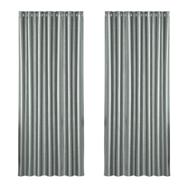 2X Grey Blackout Curtains Thermal Insulated Eyelet 240x230cm Noise Reduction