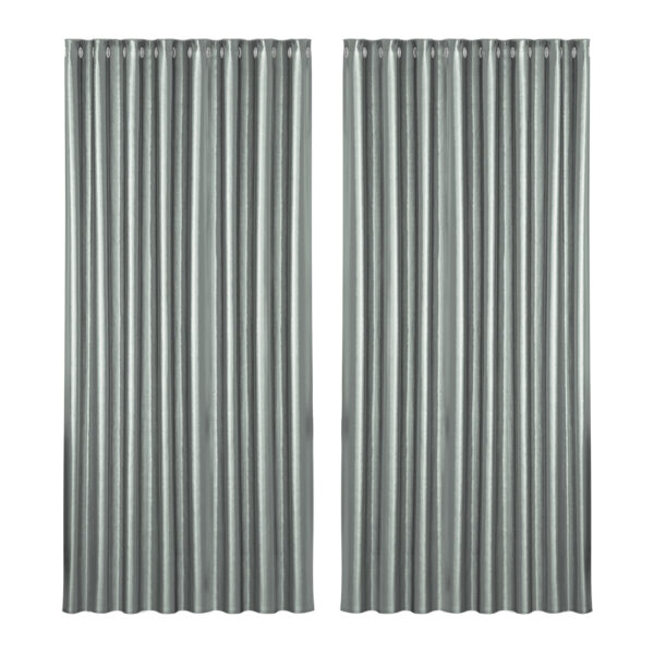 2X Grey Blackout Curtains Thermal Insulated Eyelet 300x230cm Noise Reduction