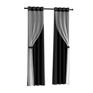 2X Blackout Thermal Insulated Curtains 132x160cm Noise Reduction Machine Washable