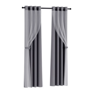 2X Blockout Curtains Charcoal 132x160cm Thermal Insulation Noise Reduction