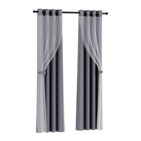 2X Blockout Curtains Charcoal 132x160cm Thermal Insulation Noise Reduction