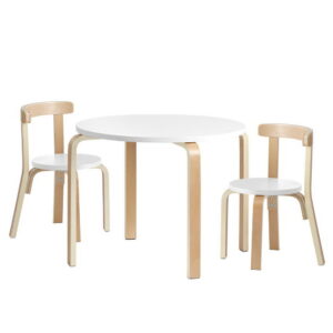 Kids Table Chair Set 3PC Birch Plywood Study Play Activity Modern 50kg Capacity