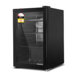 70L Compact Bar Fridge Reversible Glass Door 5 Settings LED Light Black Energy Efficient