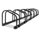 6 Bike Stand Floor Bicycle Rack Storage Portable Steel Black 1600mm Capacity