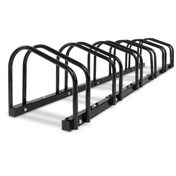 6 Bike Stand Floor Bicycle Rack Storage Portable Steel Black 1600mm Capacity