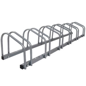 6 Bike Rack Stand Floor Bicycle Storage Adjustable Steel Silver 1600x280x270MM