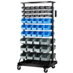 90 Bin Storage Rack Double Sided 9 Tier Steel Frame Removable Bins 151kg Capacity