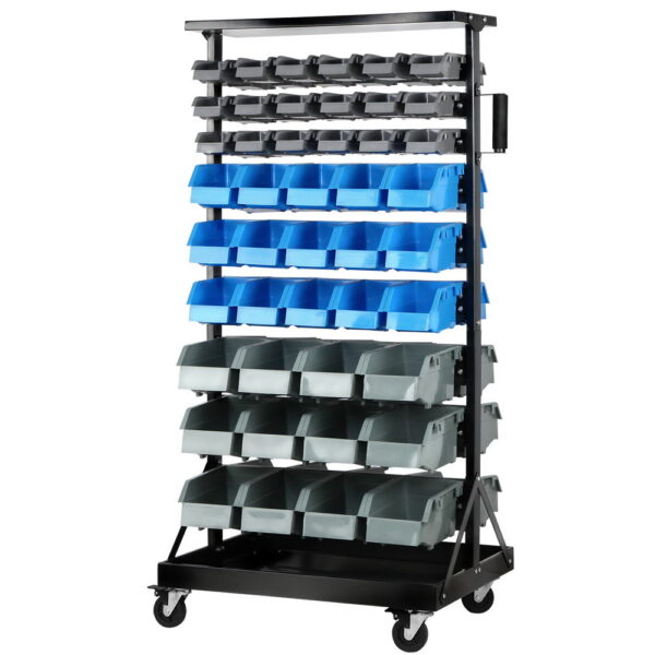 90 Bin Storage Rack Double Sided 9 Tier Steel Frame Removable Bins 151kg Capacity