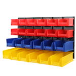 Wall Mounted Storage Bin Rack 24 Bins Organizer for Garage Workbench Tools