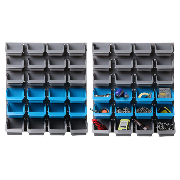 Wall Mounted Storage Bin Rack 48 Bins Organiser Detachable Heavy Duty 96kg Capacity