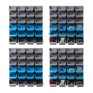 Wall Mounted Storage Bin Rack 96 Bins Tool Organizer Shelving Detachable Bins