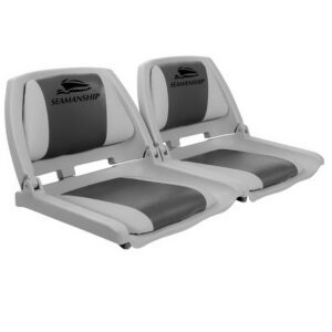 2 Folding Swivel Boat Seats Marine UV Resistant Grey Charcoal 52x35x45cm