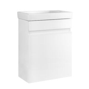 Modern 400mm Bathroom Vanity Unit Ceramic Basin White MDF Storage Cabinet