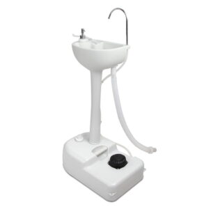 Portable Camping Handwash Station 19L Water Capacity with Foot Pump and Wheels