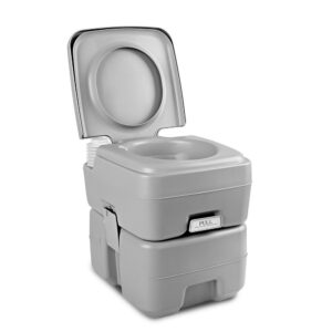 Portable Camping Toilet 20L High Density Leak Proof 50 Flushes Grey 38cm