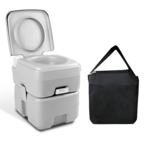 Portable Camping Toilet 20L High Density Leak Proof with Carry Bag Grey