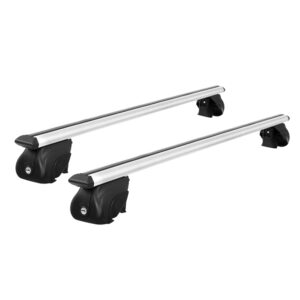 Aluminium Car Roof Rack Cross Bars 111cm Adjustable Silver Anti Theft 90kg Load