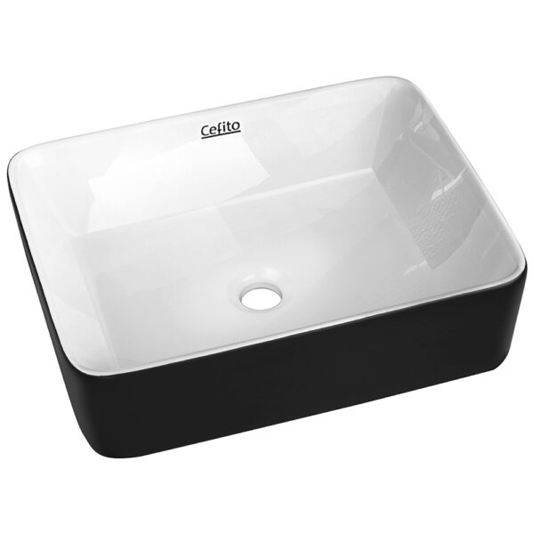 Ceramic Bathroom Sink Oval Above Counter Vanity Basin Black White Nano Glazed