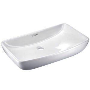 Ceramic Rectangle Bathroom Sink High Gloss White Nano Glazed 60x38.5cm