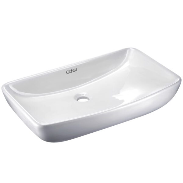 Ceramic Rectangle Bathroom Sink High Gloss White Nano Glazed 60x38.5cm