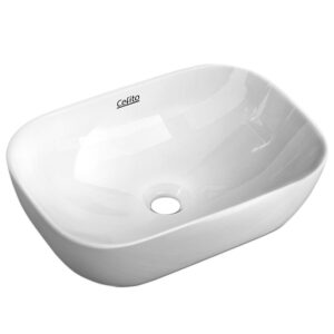 Ceramic Bathroom Sink Oval Above Counter Vanity Basin White Nano Glazed 46x33cm