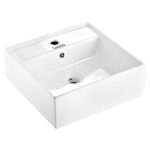 Ceramic Rectangle Sink Bowl High Gloss Nano Glazed Heat Resistant White 41.5cm