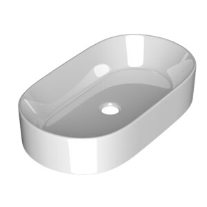 Ceramic Vanity Basin Round White Nano Glazed Above Counter 530x280mm