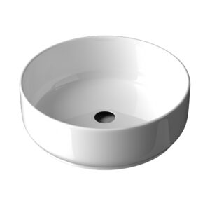 Ceramic Vanity Basin Round White Above Counter Eco Friendly Easy Install 355mm