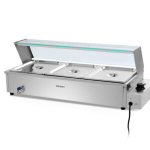 Commercial Bain Marie Food Warmer 3 Pan Stainless Steel 1000W Adjustable Temp