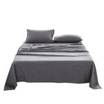 Washed Cotton Sheet Set Single Black Hypoallergenic Breathable Lightweight