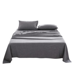 Washed Cotton Sheet Set Single Black Hypoallergenic Breathable Lightweight