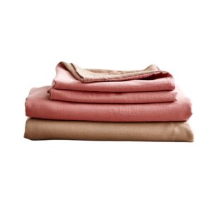 Washed Cotton Sheet Set Hypoallergenic Lightweight Single Pink Brown