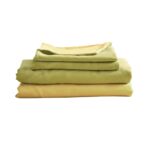 Washed Cotton Sheet Set Single Yellow Hypoallergenic Breathable 3pcs