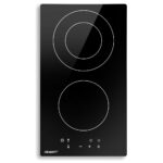 Ceramic Cooktop 30cm Touch Control 3 Zone 3200W 9 Level Timer Safety Lock Black