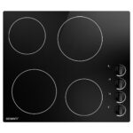 60cm Ceramic Cooktop Electric 4 Zone Knob Control 6000W Black Glass Plate