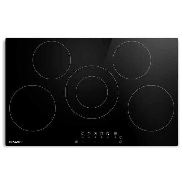 90cm Ceramic Cooktop Electric 5 Burner Stove 6 Zone Touch Control 8200W Black