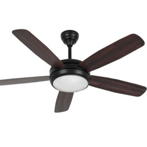 52 Ceiling Fan 5 Blades LED Light 3 Speed Remote Control Dark Wood AC Motor