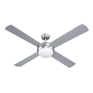 52 Ceiling Fan with Light Remote Control 3 Speed AC Motor Reversible Silver